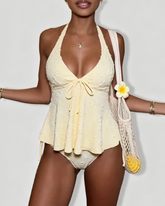 Halter Tie Ruffle Two-Piece Swimsuit