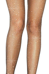 Black Casey Rhinestone Fishnet Suspender Pantyhose
