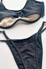 Black Cut Out Mesh Bikini Set