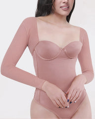 Long Sleeve Back Lace-up Thong Seamless Shapewear