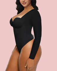 Long Sleeve Back Lace-up Thong Seamless Shapewear