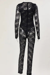 Full Lace Jumpsuit with Attached Lace Bodysuit