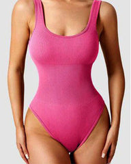 Women's Bodysuits Sexy Ribbed Square Neck Sleeveless Tank Tops Bodysuits