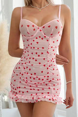 Flirty Heart Mesh Mini Dress