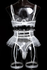 White Lace Bra Garter Lingerie Set