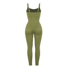 Classic Sage Ribbed Shaping Full Jumpsuit