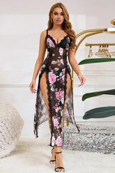 Floral Sheer Lace Maxi Lingerie Dress