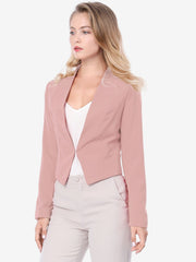 Solid Color Collarless Cropped Office Blazer Jacket