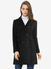 Winter Long Sleeve Notched Lapel Double Breasted Trench Coat