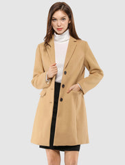 Notched Lapel Single Breasted Outwear Winter Pea Coat