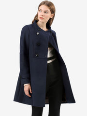 Stand Collar Double Breasted Slant Pockets Trendy Outwear Winter Coat
