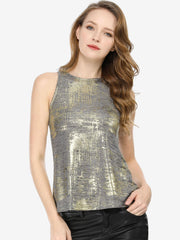 Metallic Sleeveless Shiny Shimmer Party Club Tank Top