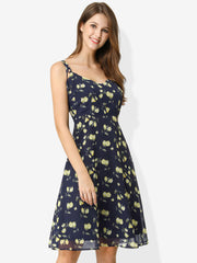 Spaghetti Strap Dress A-Line Smocked Beach Summer Floral Sundress