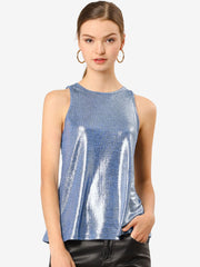 Metallic Sleeveless Shiny Shimmer Party Club Tank Top