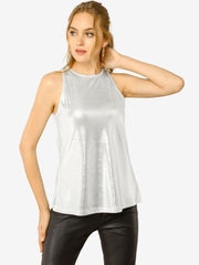 Metallic Sleeveless Shiny Shimmer Party Club Tank Top