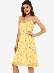 Spaghetti Strap Dress A-Line Smocked Beach Summer Floral Sundress