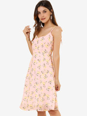 Spaghetti Strap Dress A-Line Smocked Beach Summer Floral Sundress