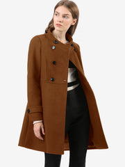 Stand Collar Double Breasted Slant Pockets Trendy Outwear Winter Coat
