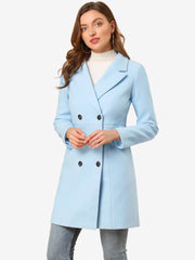 Notched Lapel Double Breasted Outwear Winter Long Coat