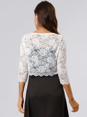 Elegant Sheer Floral Lace Cropped Bolero Shrug