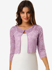Elegant Sheer Floral Lace Cropped Bolero Shrug