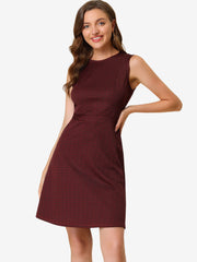 Plaid Sleeveless Fit and Flare Houndstooth Work Dress