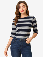 Halloween 3/4 Sleeve T-shirt Casual Boat Neck Slim Fit Tee