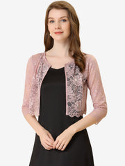 Elegant Sheer Floral Lace Cropped Bolero Shrug