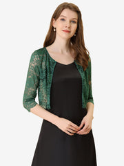 Elegant Sheer Floral Lace Cropped Bolero Shrug