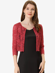 Elegant Sheer Floral Lace Cropped Bolero Shrug