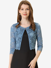 Elegant Sheer Floral Lace Cropped Bolero Shrug