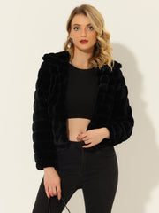 Fluffy Collar Warm Winter Cropped Faux Fur Coat