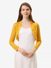 Elegant Sheer Floral Lace Crop Cardigan Bolero Shrug