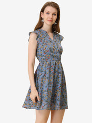 Flutter Sleeve Ruffle A-Line Flowy Chiffon Dress
