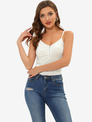 Velvet Camisole Zip Up Spaghetti Strap Sleeveless Cami Tank Tops