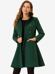 Winter Double Breasted Vintage A-line Flare Long Coat