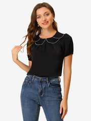 Puff Sleeve Tops Peter Pan Collar Blouse