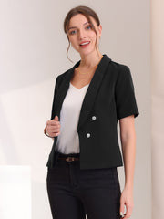 Casual Shawl Collar Open Front Cardigan Short Sleeve Work Blazer