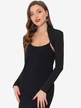 Elegant Long Sleeve Knit Open Front Cropped Bolero Shrug