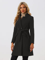 Belted Stand Collar Winter Fully Lined Belted Coats