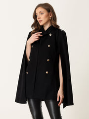 Winter Slit Sleeve Double Breasted Cloak Cape Coat