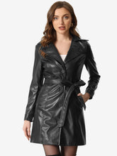 Faux Leather Notched Lapel Collar Button Down Steampunk PU Jacket