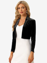Velvet Long Sleeve Open Front Cropped Bolero Shrugs