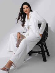 Notched Lapel Collar Stretch Work Office Workwear Jacket Blazer