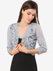 Sheer Floral Elegant 3/4 Sleeve Lace Shrug