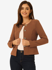 Fall Casual Jacket Elegant Button Front Work Office Blazer