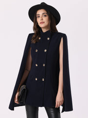 Winter Slit Sleeve Double Breasted Cloak Cape Coat