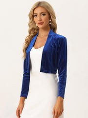 Velvet Long Sleeve Open Front Cropped Bolero Shrugs