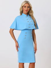Elegant Business Double Breasted Two Pieces Cape Dress Sets