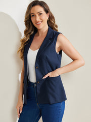 Sleeveless Business Casual Linen Work Office Vest